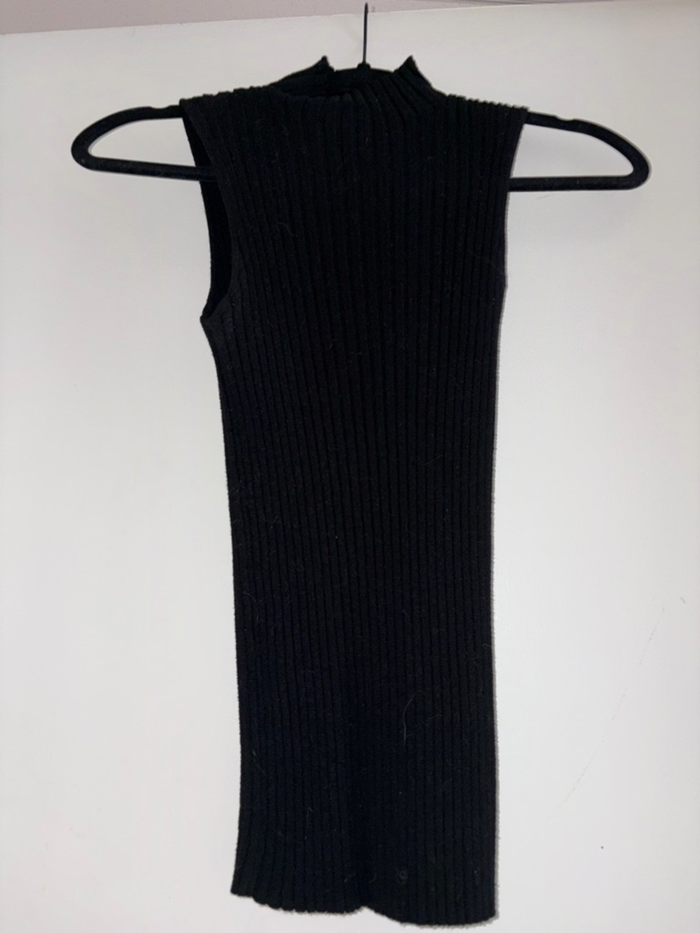 Cyrus Black Ribbed Mock Neck Tank Top